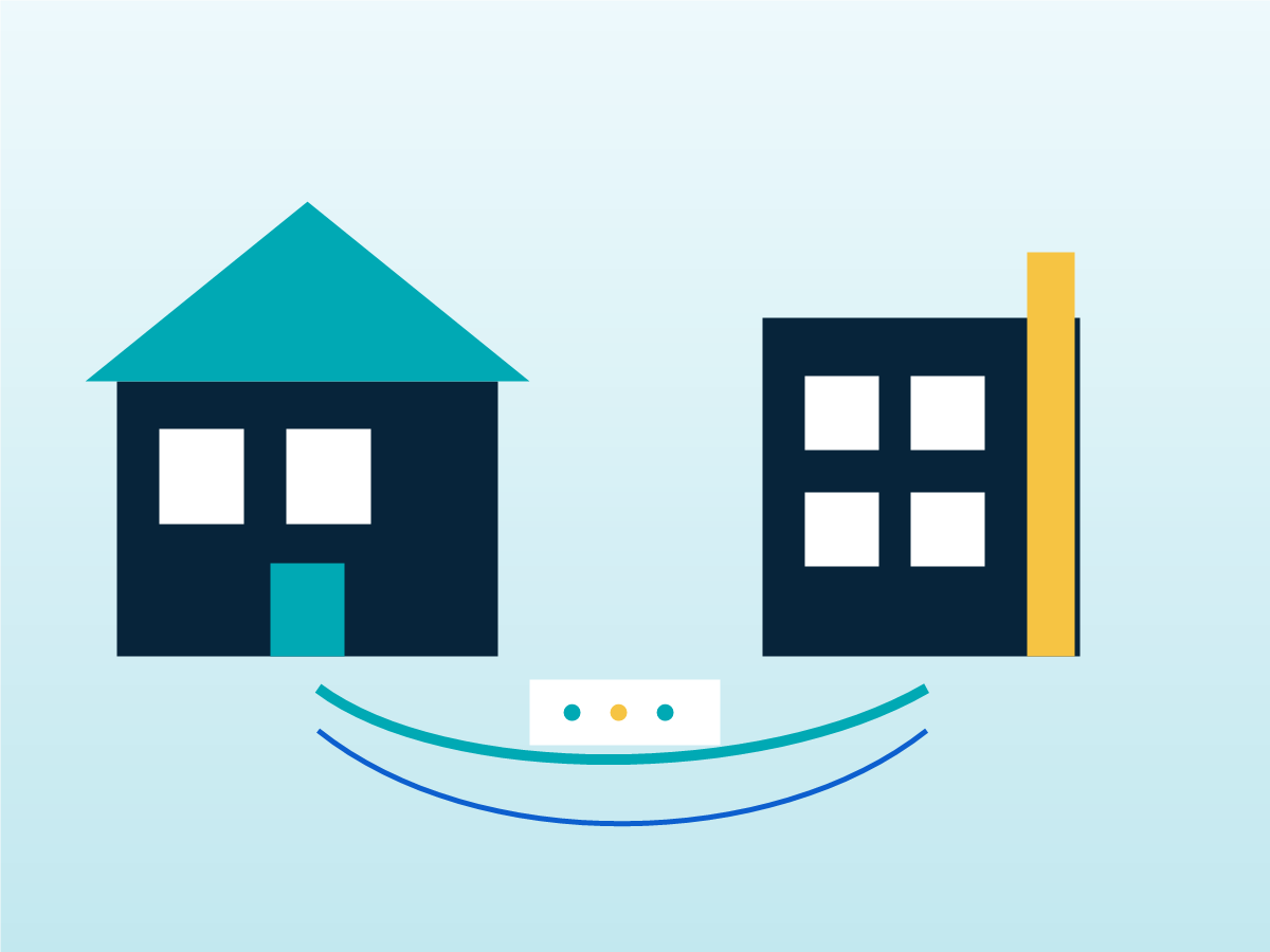 Modern home and office connected by fiber broadband